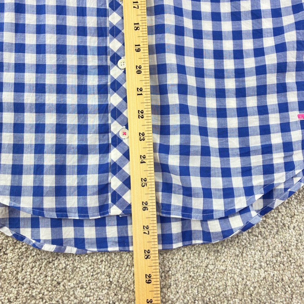 Vineyard Vines Size 6 Blue White Gingham Button Front Shirt Relaxed Fit Preppy - Picture 4 of 8